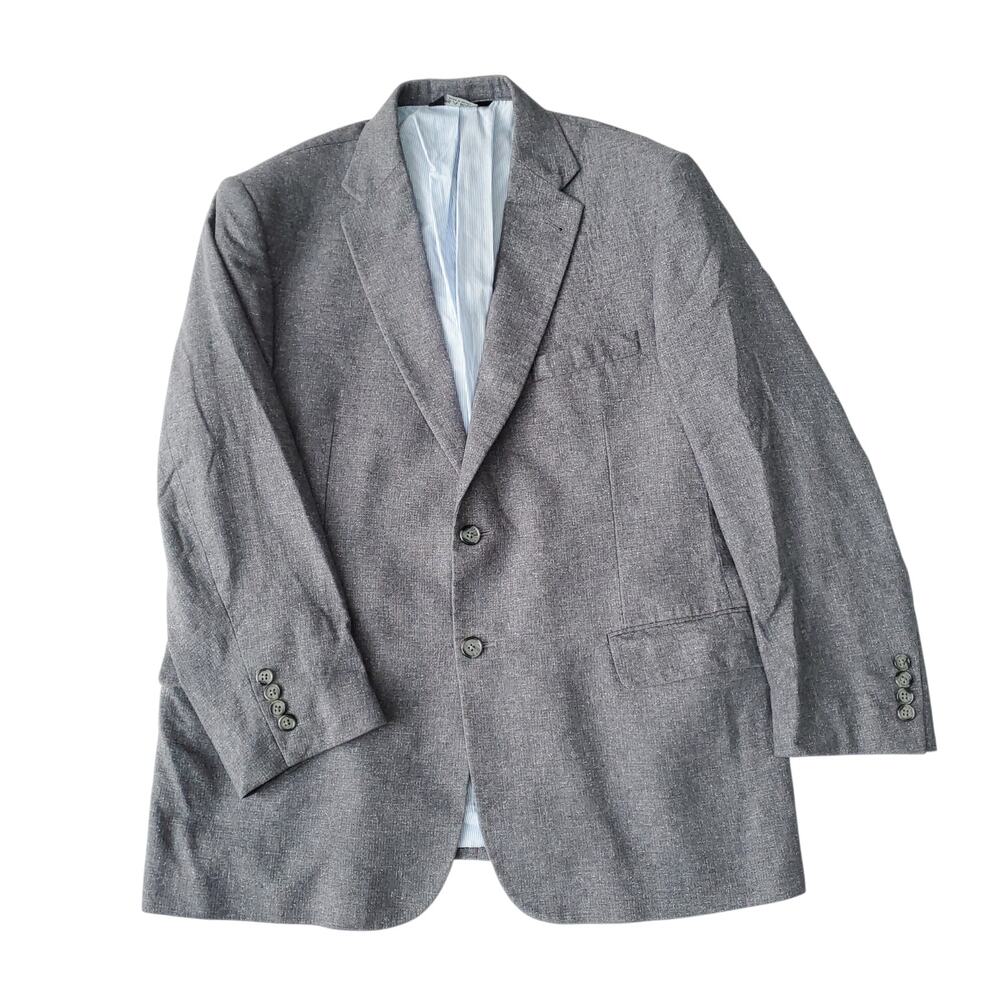 Jos A Bank Gray Silk Sharkskin Blazer Quiet Luxury Old Money Sport Jacket 44R